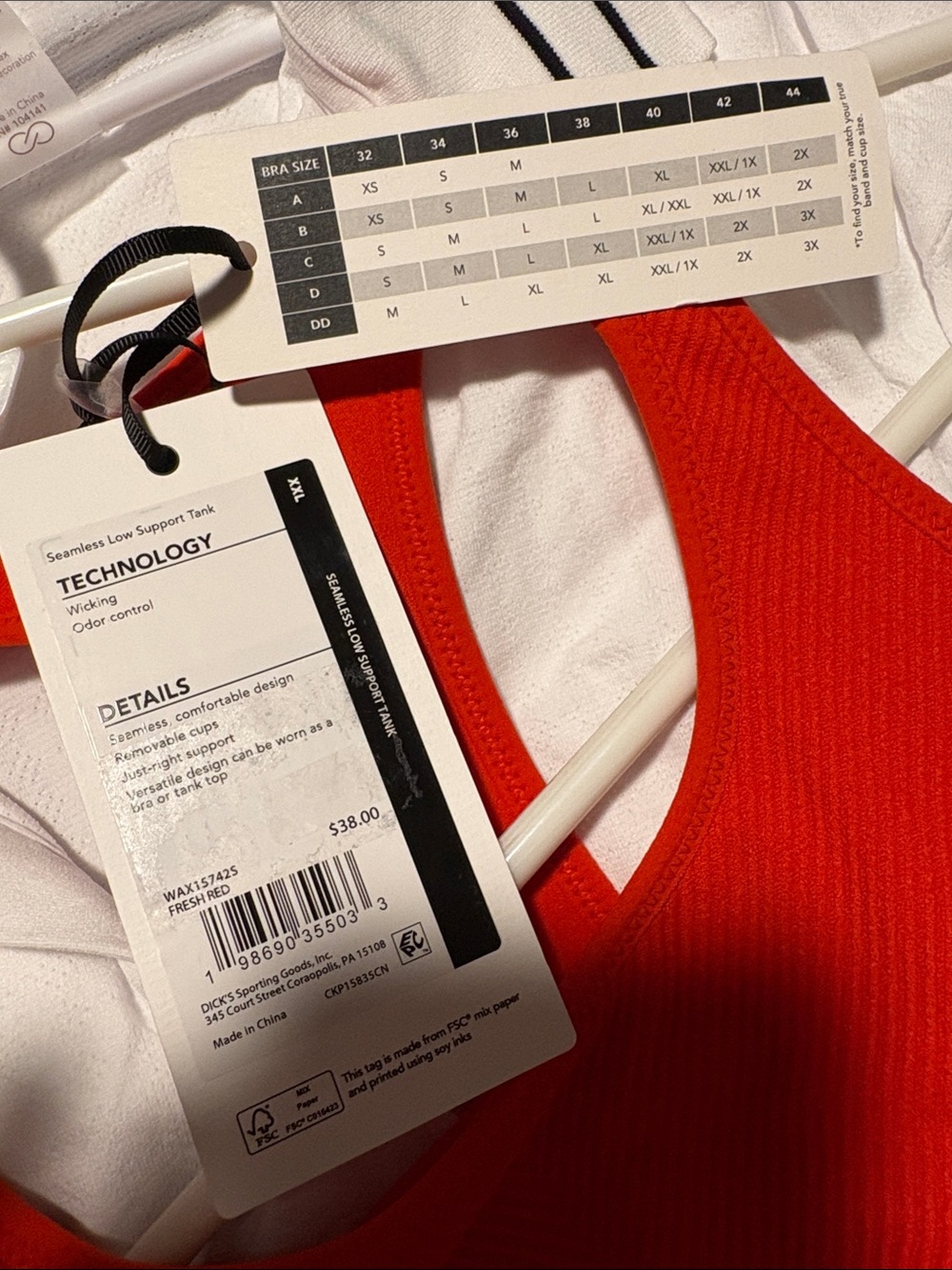 Red Ribbed Racerback Tank Top Calia - Picture 4 of 5
